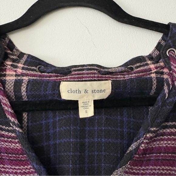 Anthropologie Cloth & Stone Versify Tunic Dress Womens Size Small Black Tie Neck - Picture 3 of 12